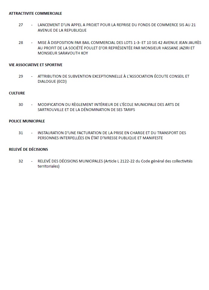 Prochain conseil municipal : mardi 23 juin - 18h00 - Mairie odj 3
